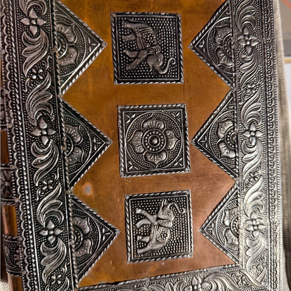 Copper and silver jewelry box from India